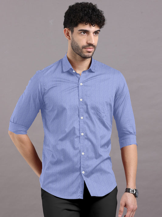 Classic blue and white Striped Premium Cotton Shirt