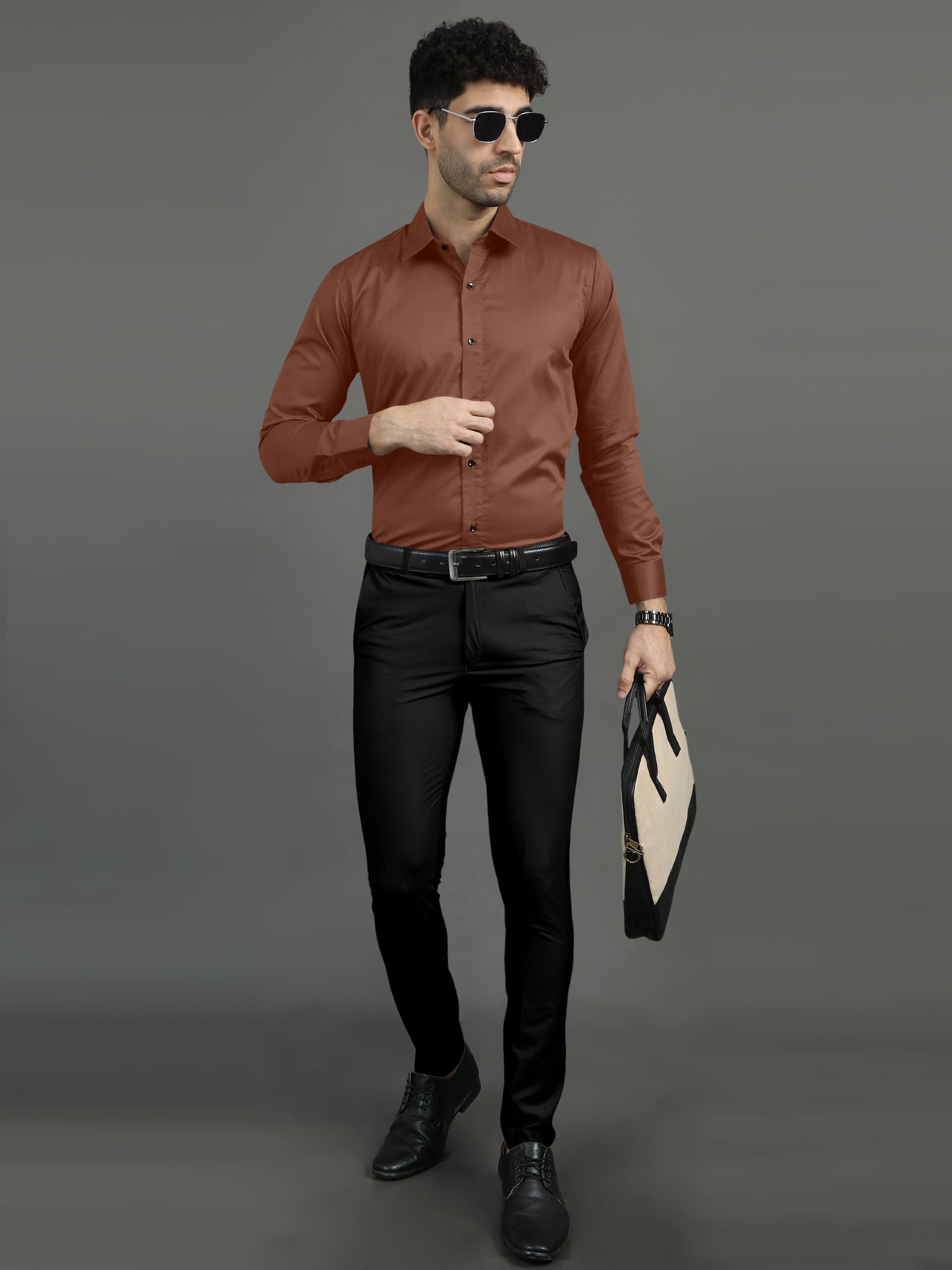 Brownish Subtle Sheen Super Soft Premium Satin Cotton Shirt