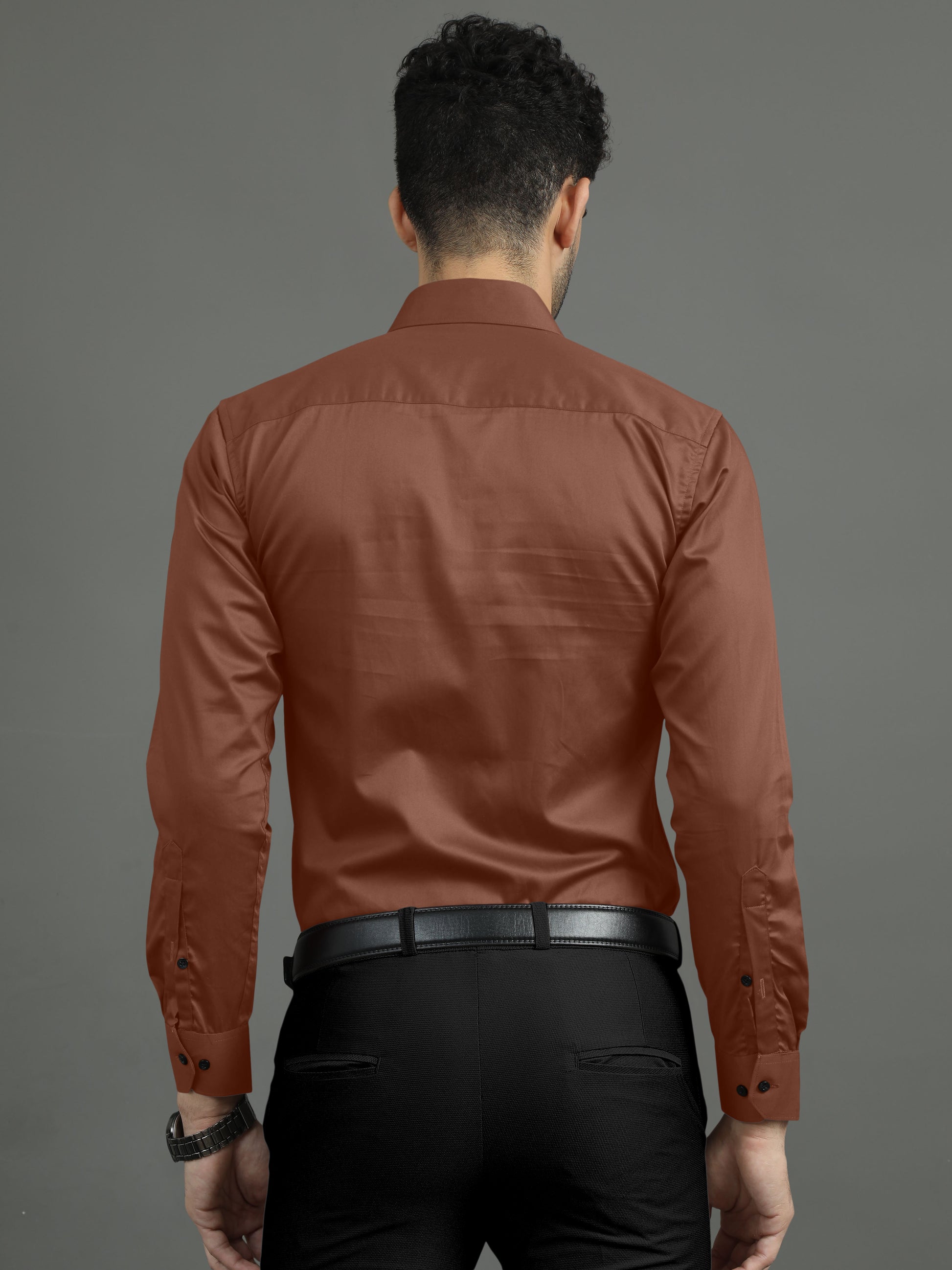 Brownish Subtle Sheen Super Soft Premium Satin Cotton Shirt