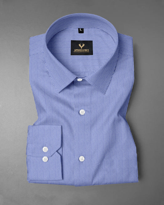 Classic blue and white Striped Premium Cotton Shirt