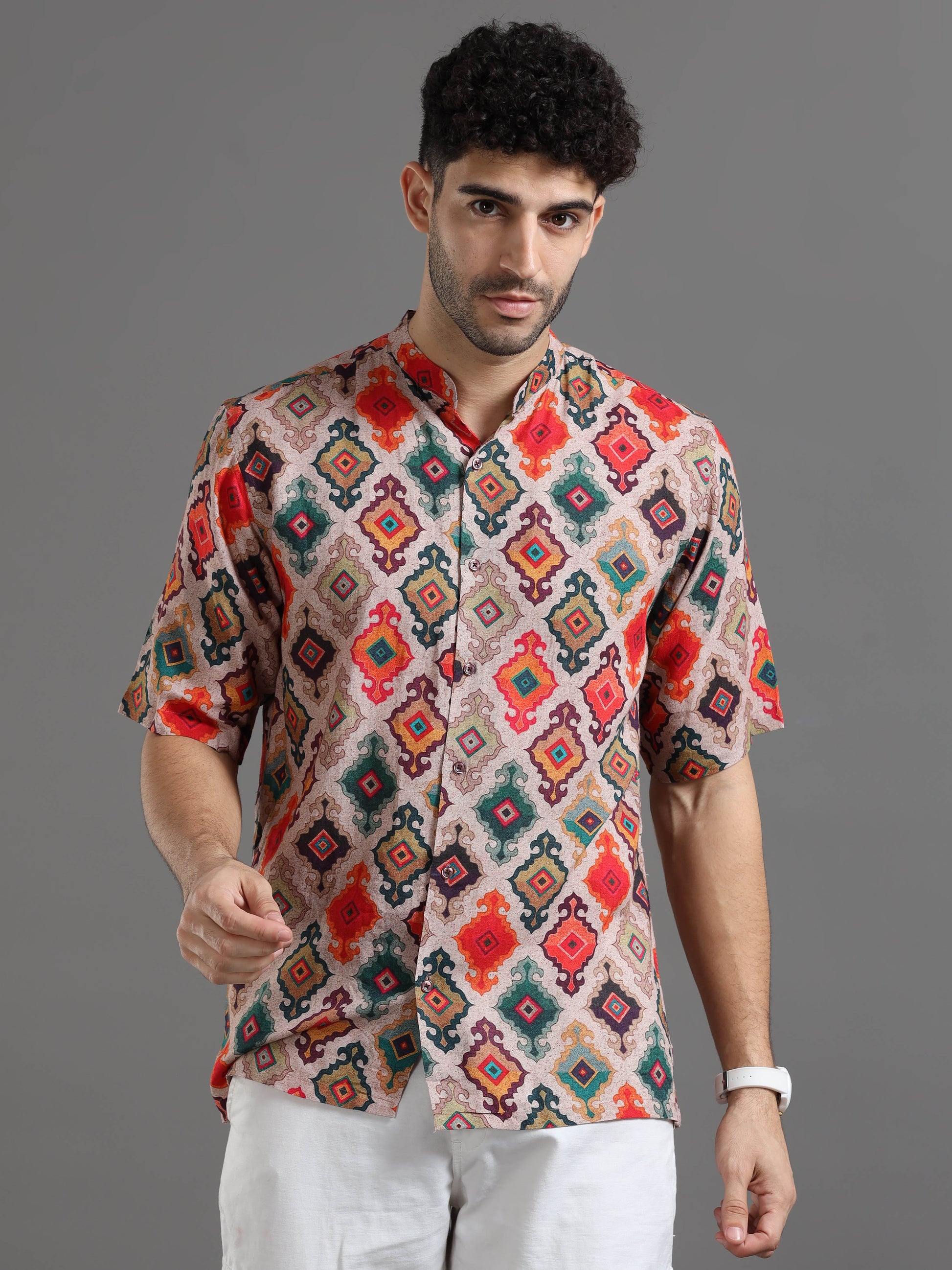 Chanderi Casual Printed Shirt for Men