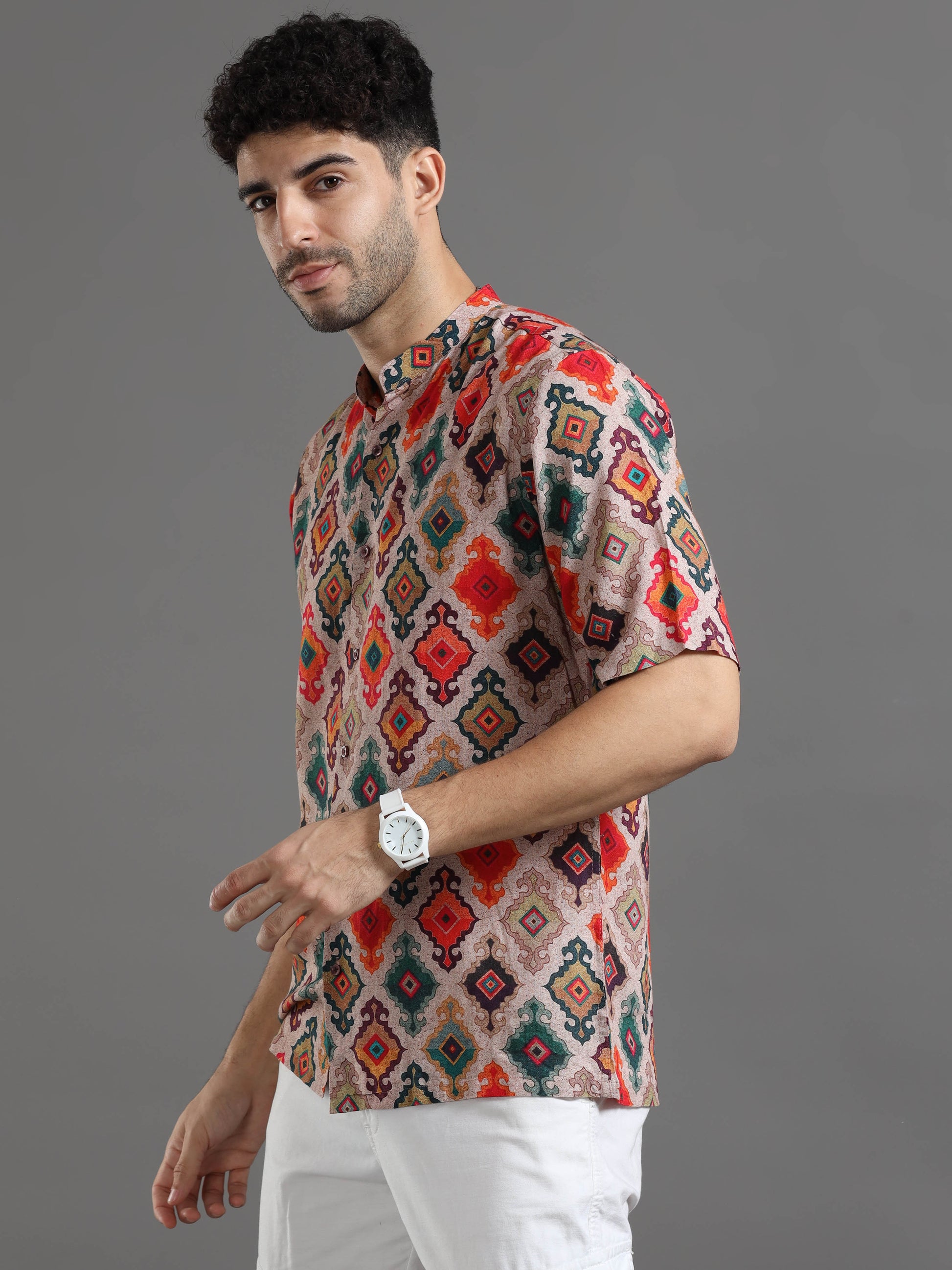 Chanderi Casual Printed Shirt for Men