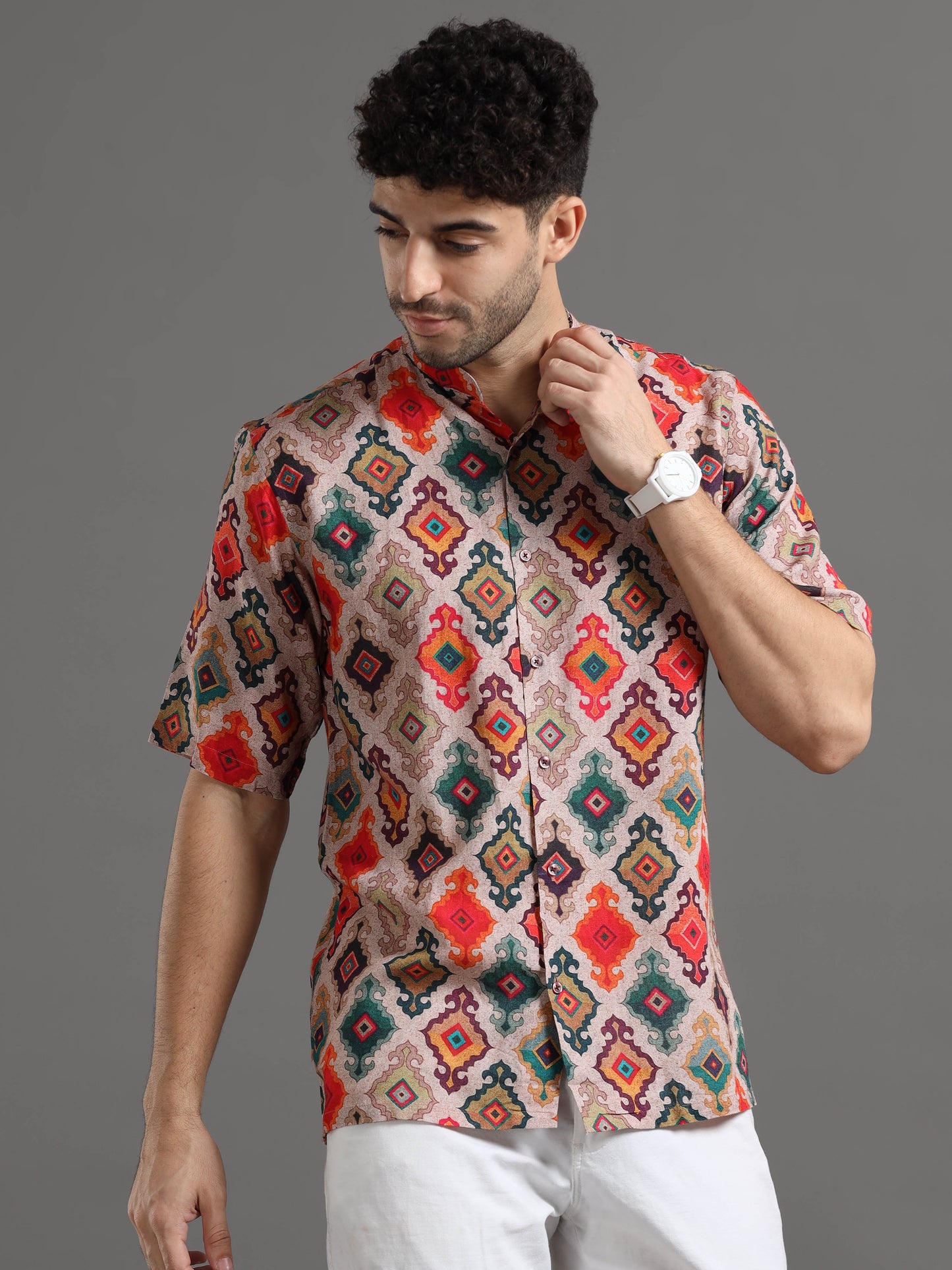 Chanderi Casual Printed Shirt for Men