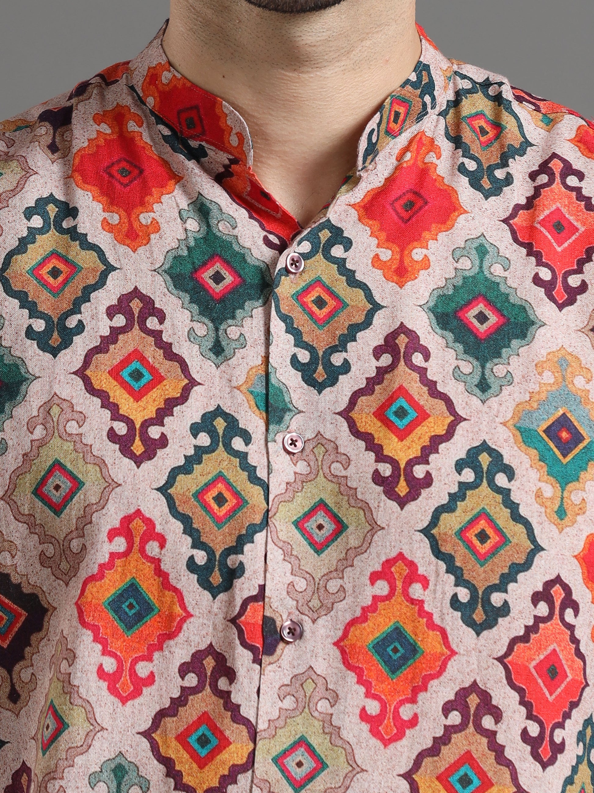 Chanderi Casual Printed Shirt for Men