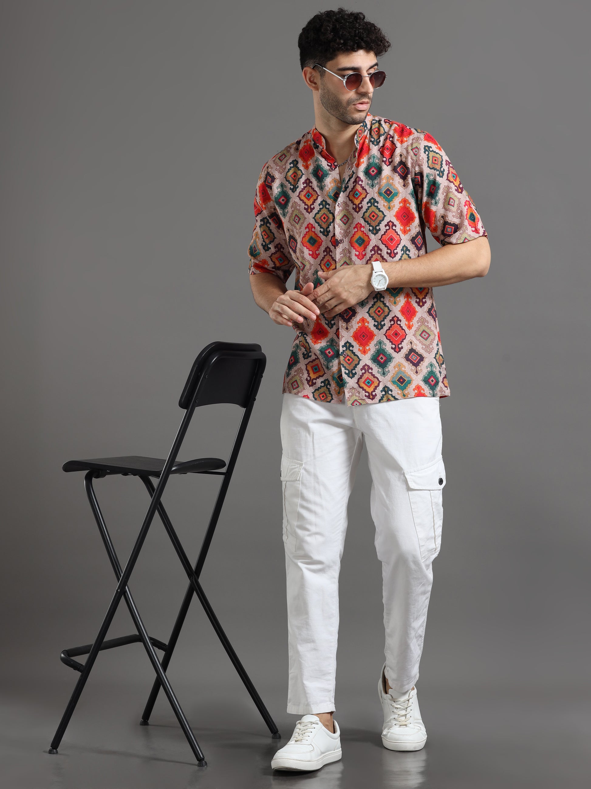 Chanderi Casual Printed Shirt for Men