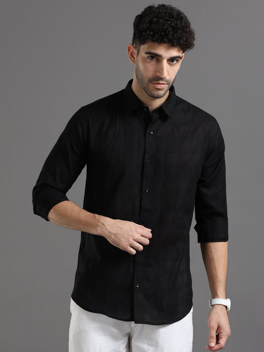 Black Casual Printed Shirt for Men