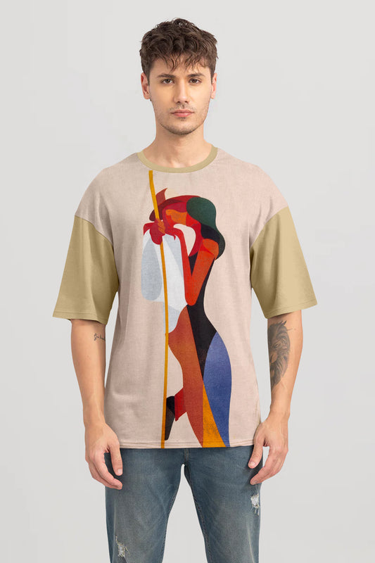 Charlie Davis Printed Oversized Linen T-Shirt