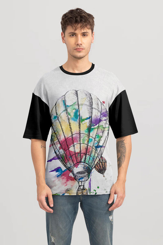 Balloon Printed Oversized Linen T-Shirt