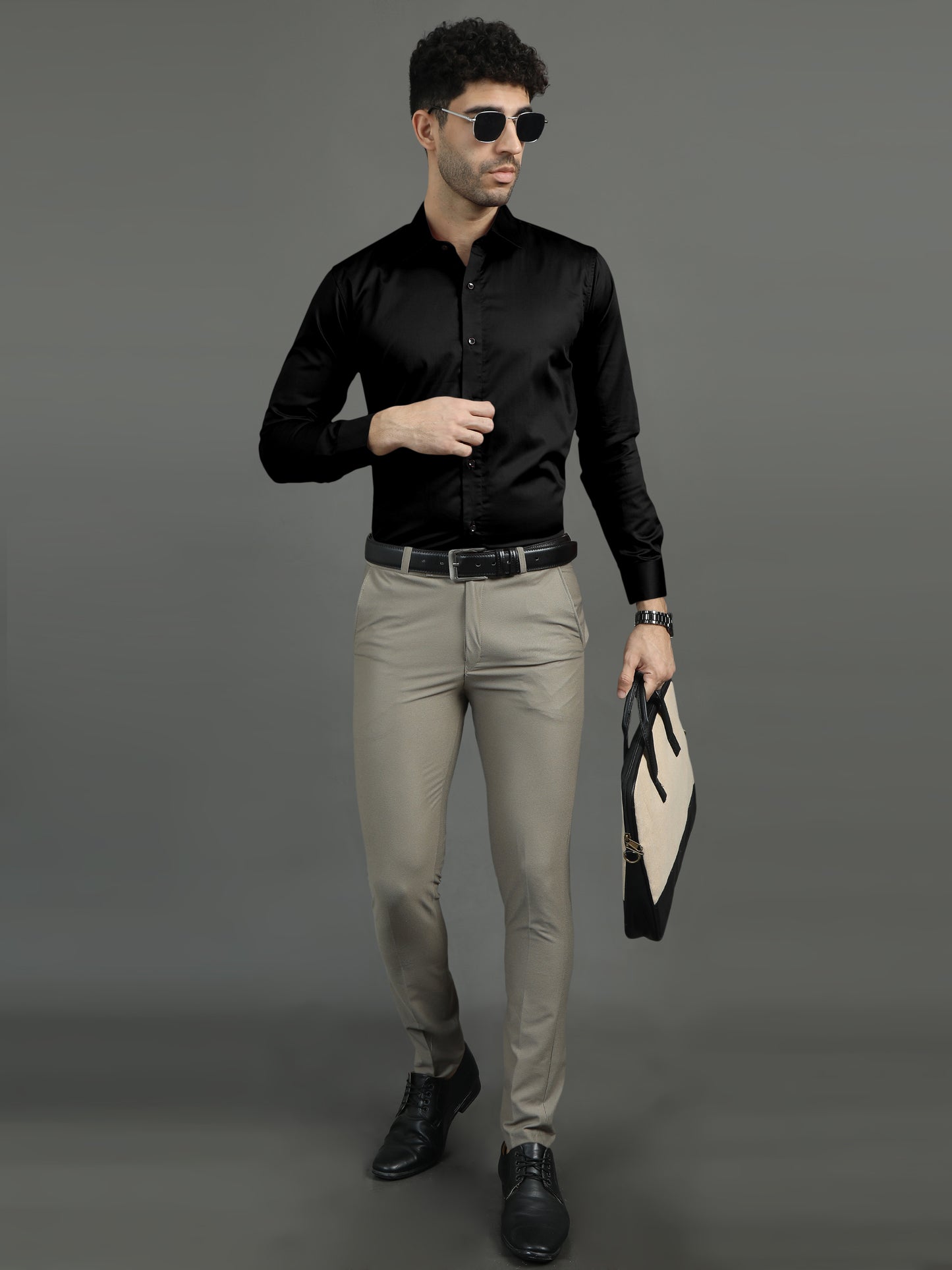 Black Subtle Sheen Super Soft Premium Satin Cotton Shirt