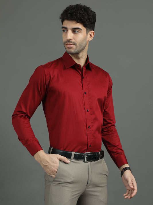 Red Brown Subtle Sheen Super Soft Premium Satin Cotton Shirt