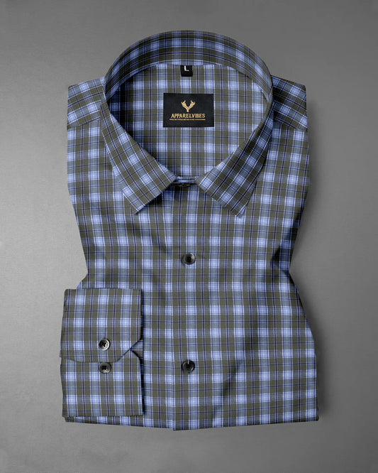 Dark Blue plaid Premium Cotton Shirt