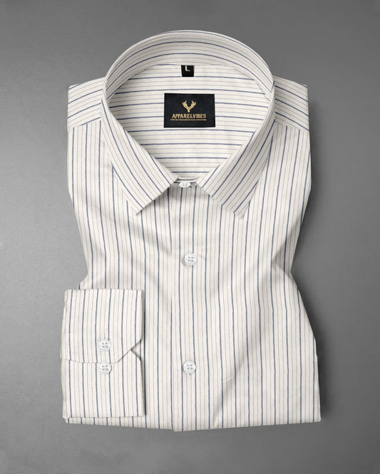 White shirt with Vertical Blue Striped Shirt