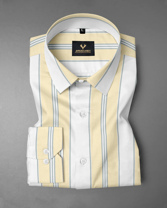 White shirt with Yellow Striped Shirt